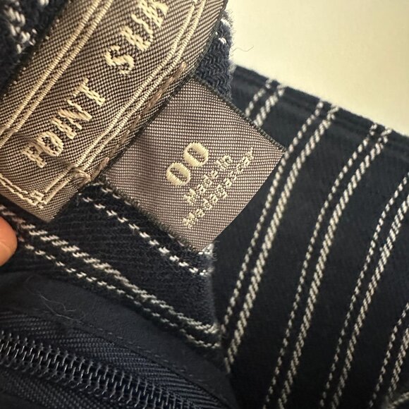 J. Crew Point Sur Women’s Linen Blend Navy Turnover Striped Sleeveless Top Sz 00 - Picture 4 of 4